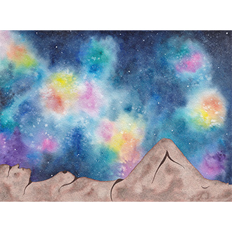 Aquarelle Roc ou La force minerale des femmes